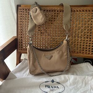 Tan Nylon Prada cross body bag